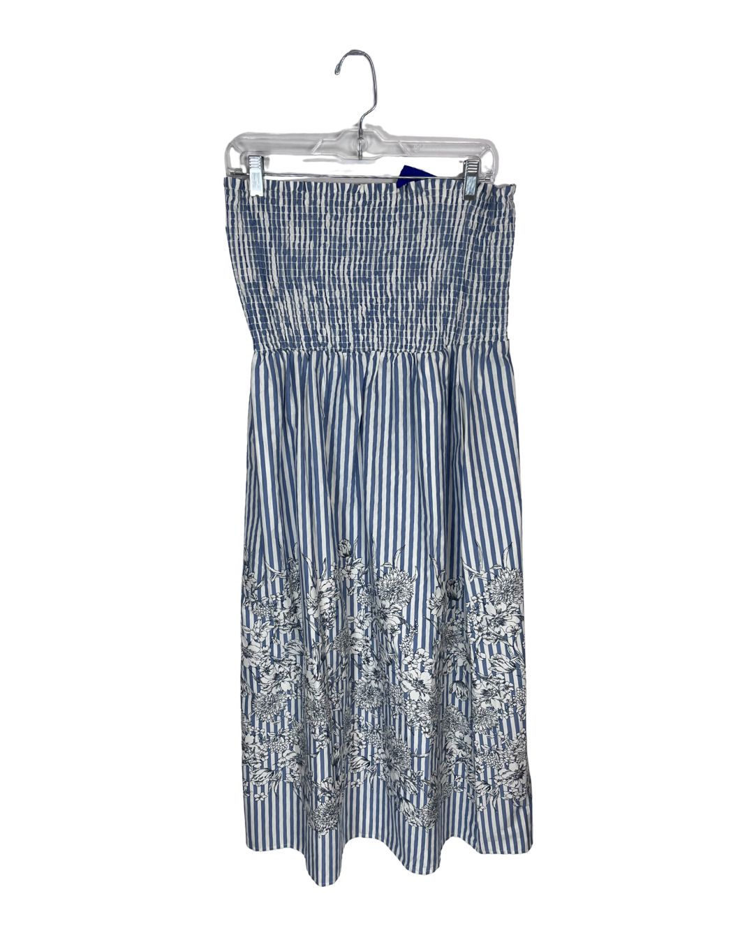 JOIE Blue & White Strapless Dress (Size L)