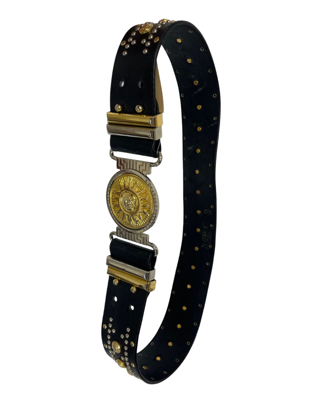 GIANNI VERSACE Vintage Black Leather Studded Belt