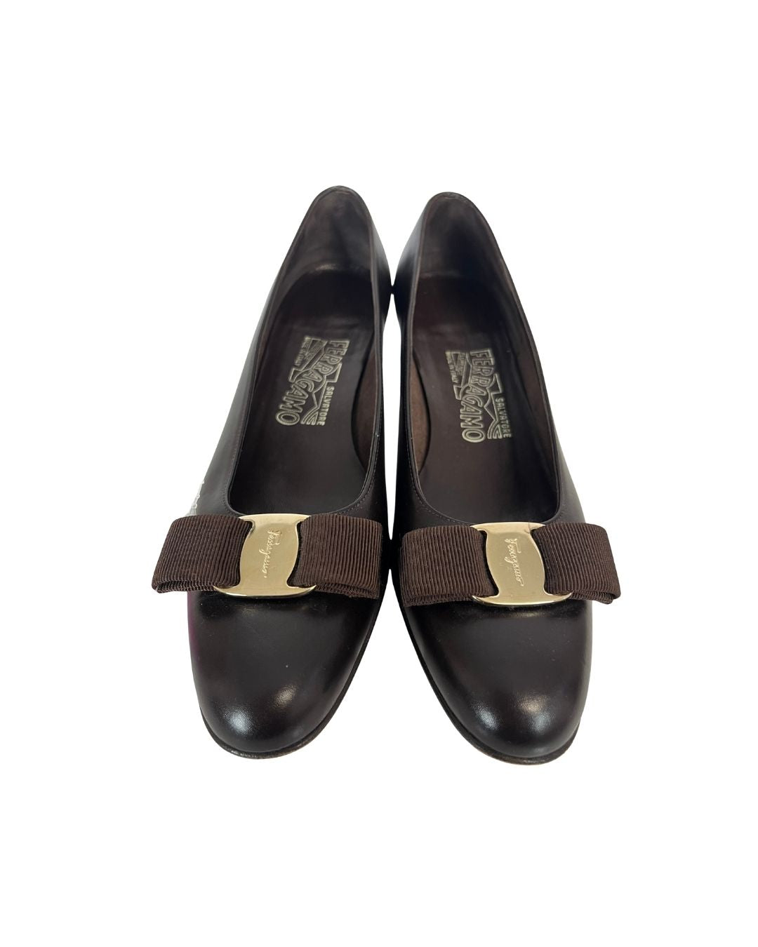 FERRAGAMO Vara Bow Brown Pump Heels (US 7)
