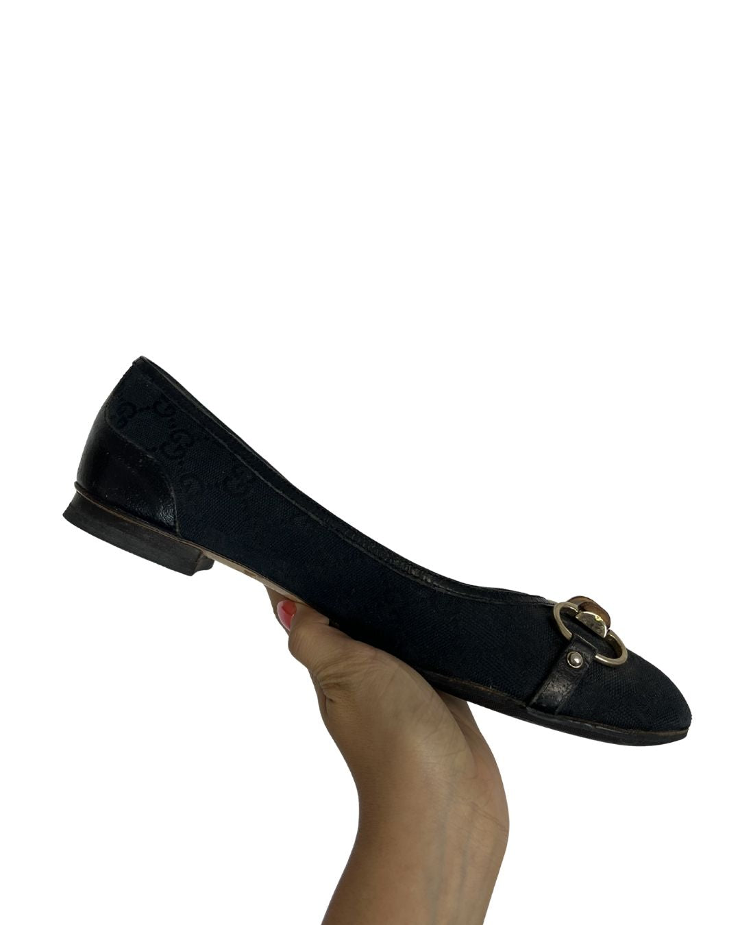 GUCCI Vintage GG Black Canvas Flats (Size 9.5)