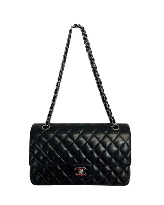 CHANEL Classic Double Flap Black Leather Bag