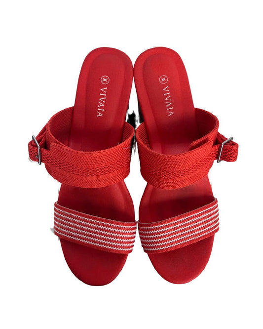 VIVAIA Orange Woven Wedge Sandals (Size 7)