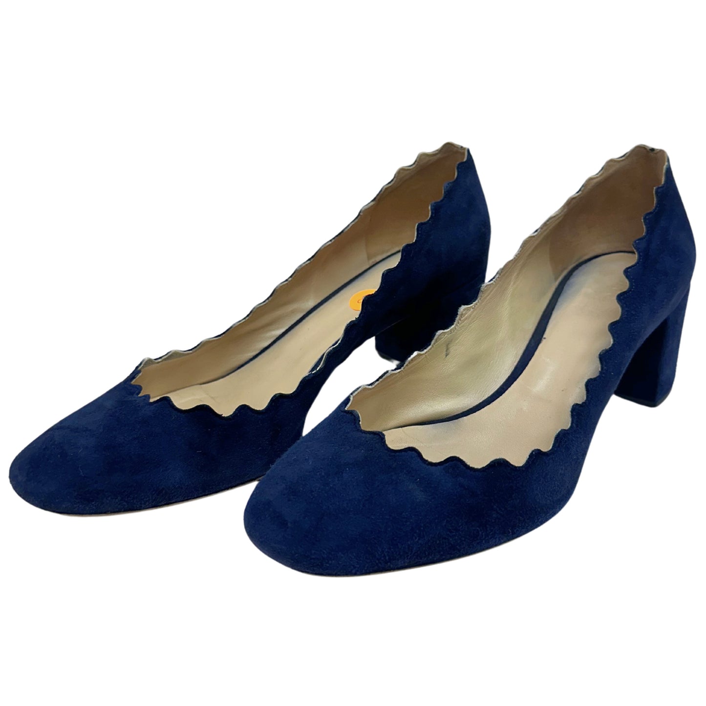 CHLOE Navy Suede Scallop Heels