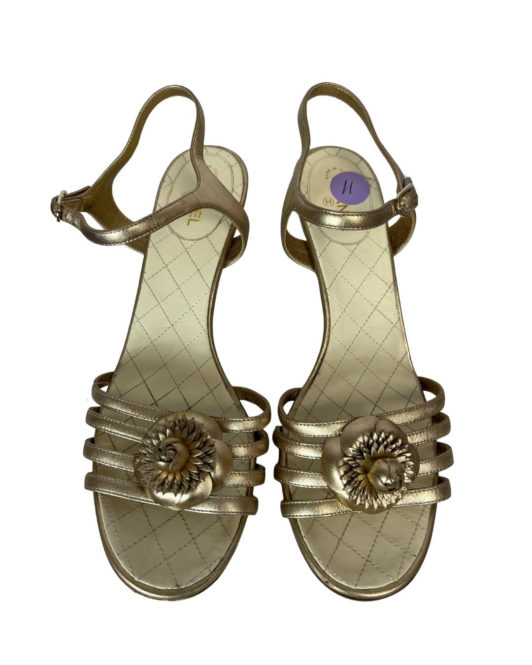 CHANEL Camellia Sandal Heels (US 11)
