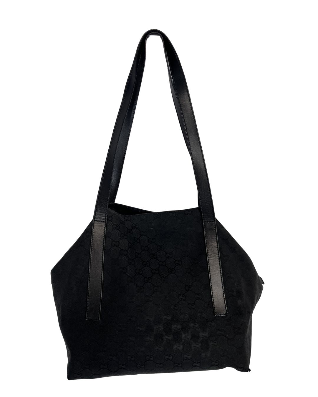 GUCCI GG Black Canvas Shopping Tote Shoulder Bag