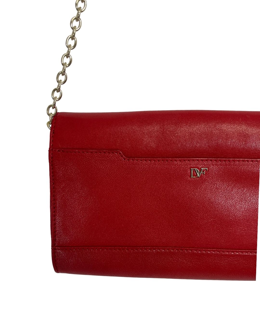 DIANE VON FURSTENBERG Red Leather Flirty Lips Shoulder Bag