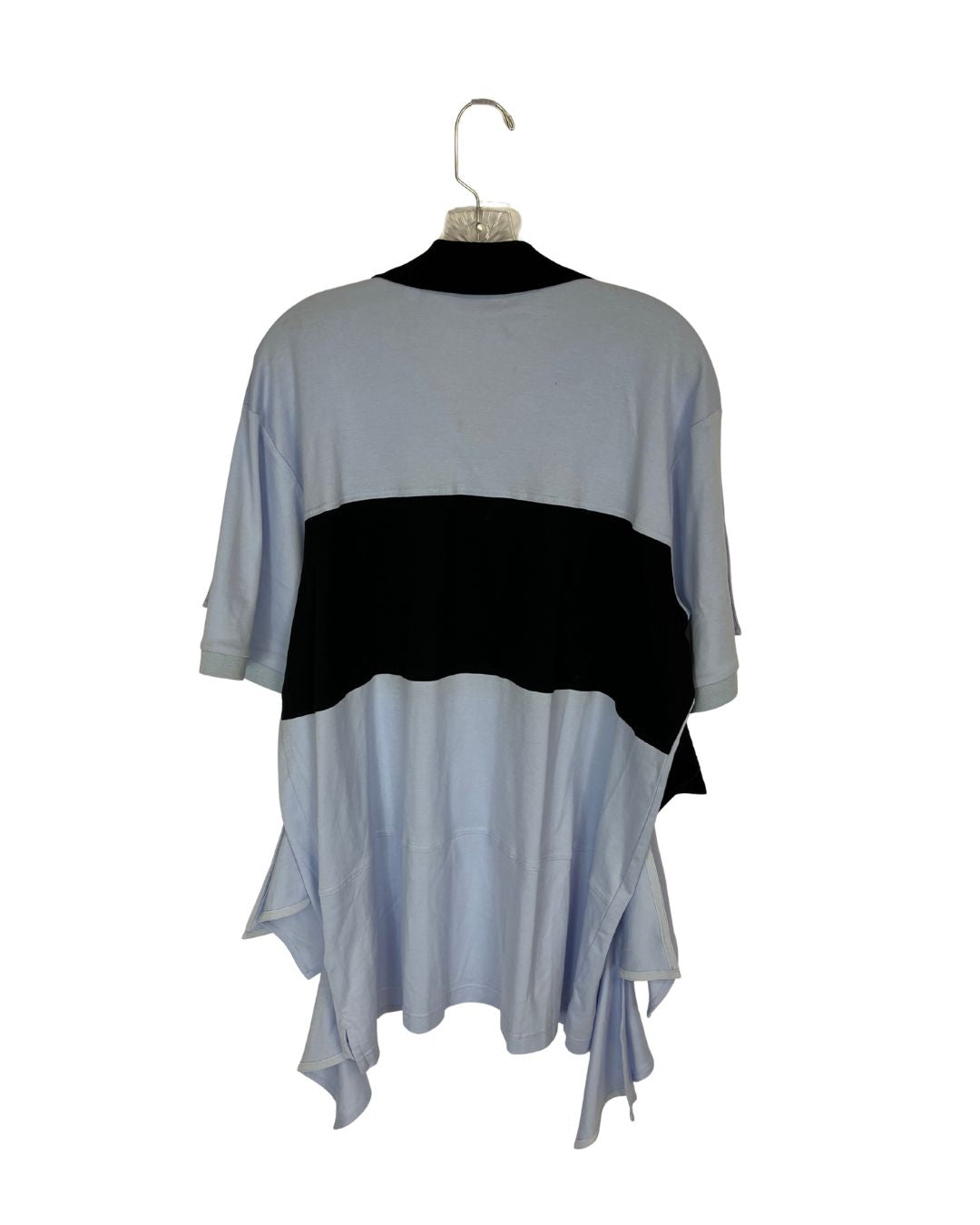 BURBERRY Blue Silk Trim Runway Polo Shirt (Size L)