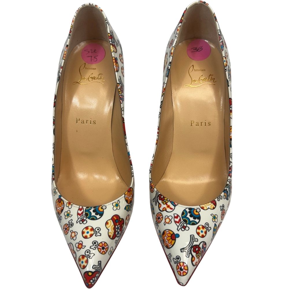 Christian Lou Boutin 38 White Print Shoes