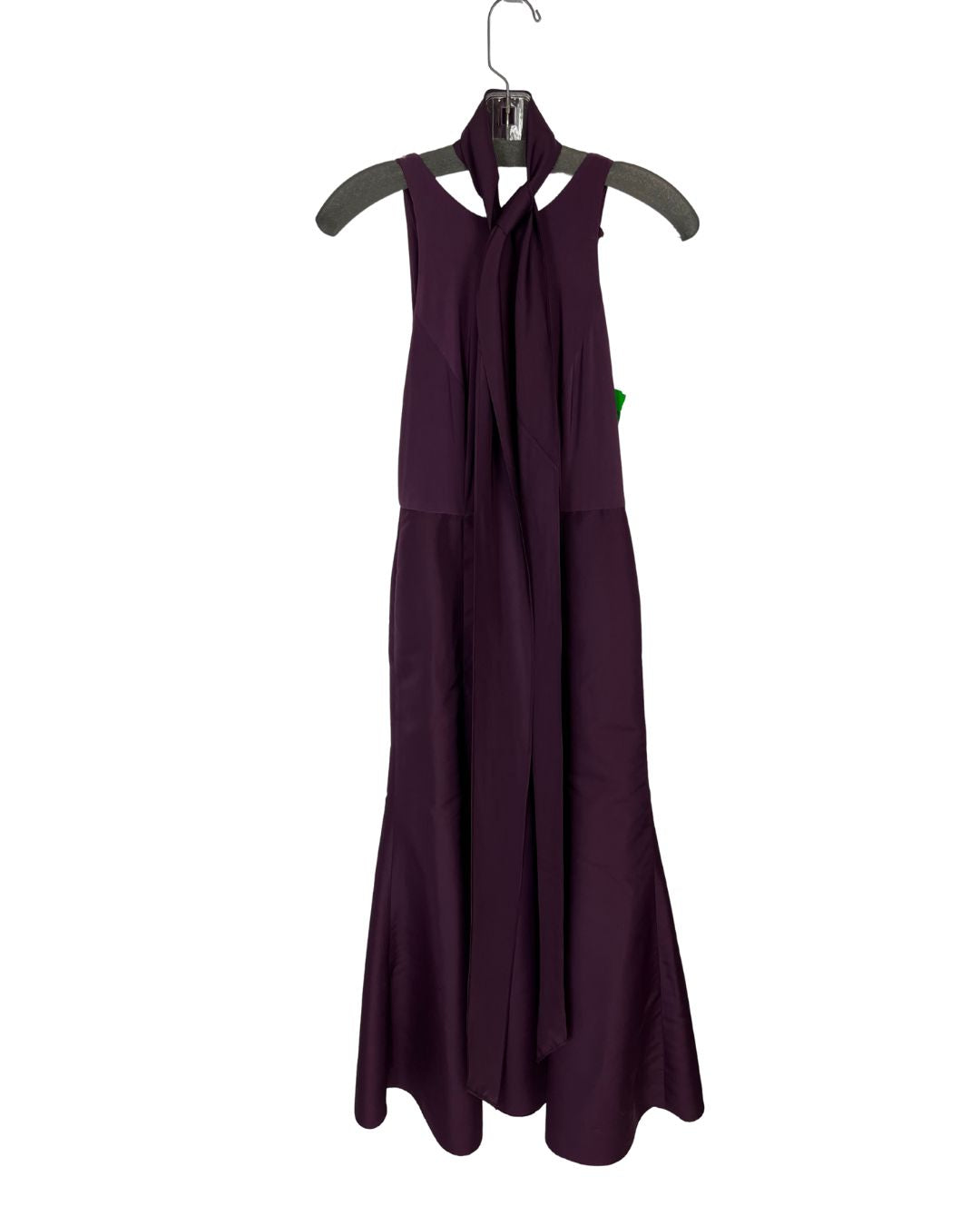 ALFRED SUNG Purple Satin Round Neck Drape Evening Dress (Size S)