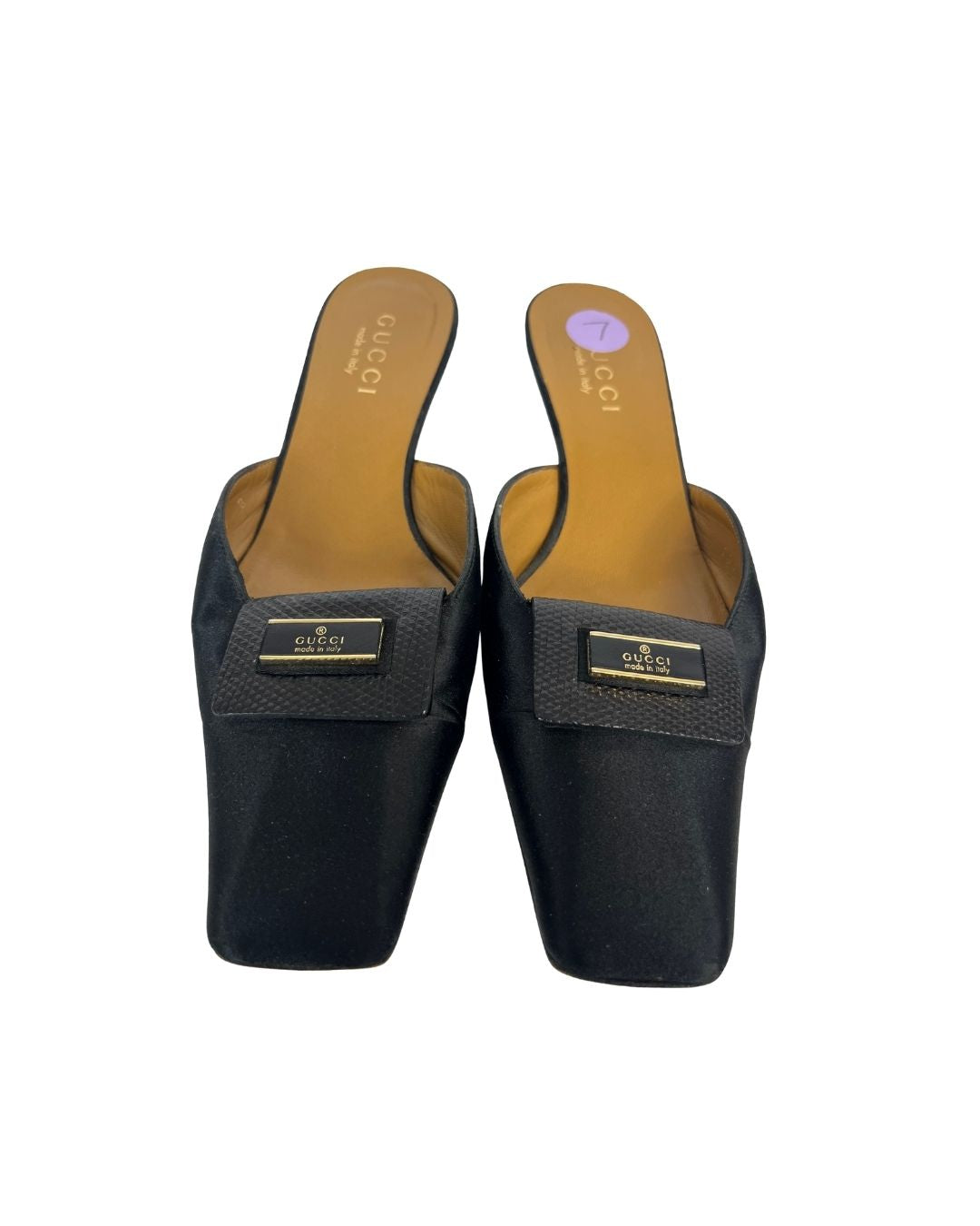 GUCCI Black Satin Mules (US 7)