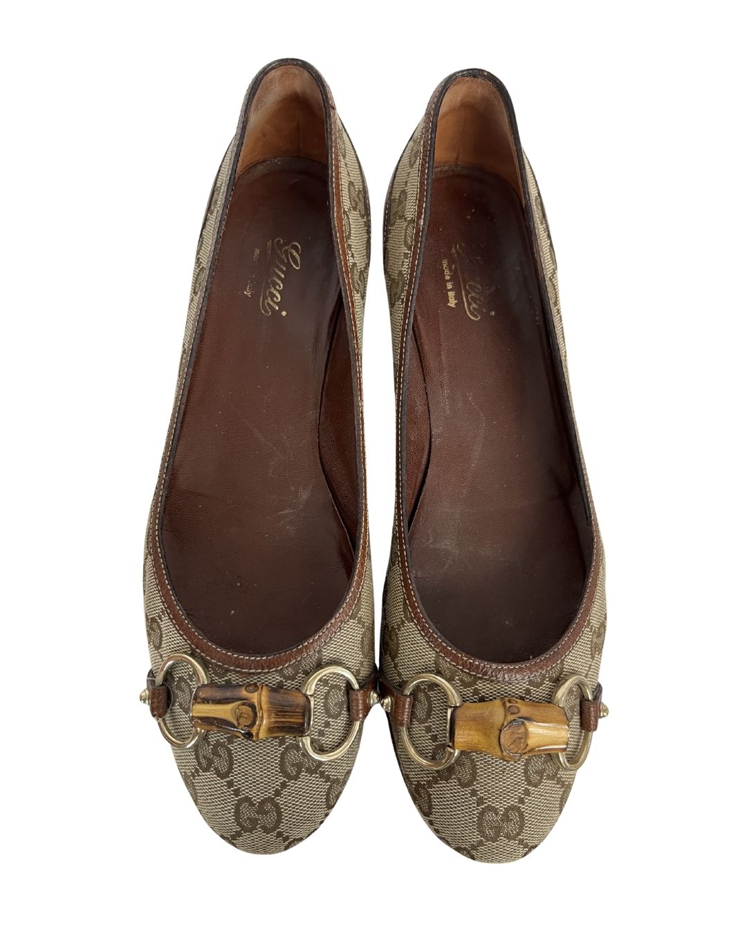 GUCCI Vintage GG Brown Canvas Flats (Size 9.5)